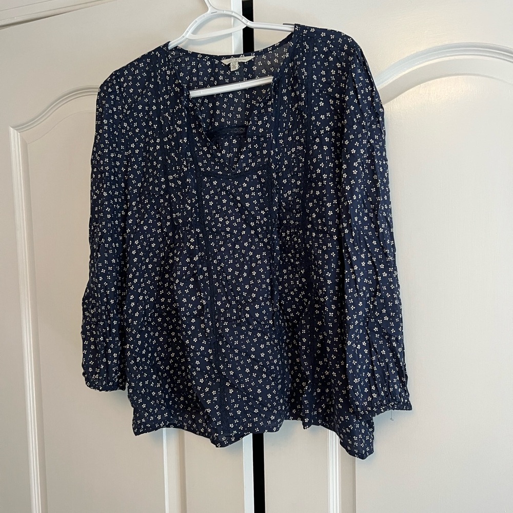 Floral Navy Women's Top Large